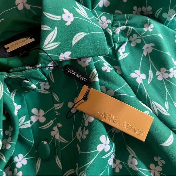 NWT Alexia Admor Emery Cap Sleeve Collared Fit & Flare Green Midi Dress 6 - Picture 8 of 16